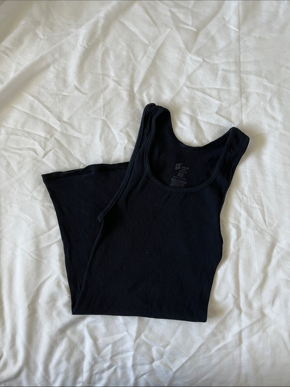 Hanes Cotton Black Ribbed Tank Top